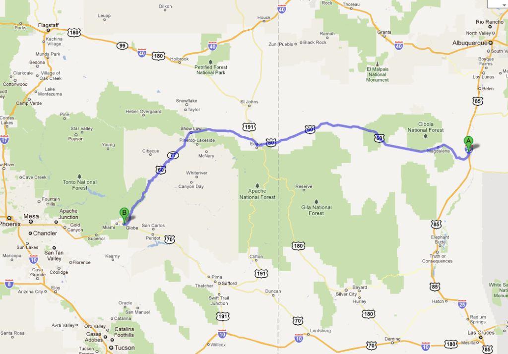 Route 60 Soccoro New Mexico to Globe Arizona