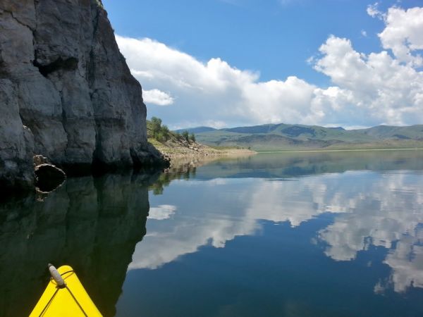 Newmar Dutch Star Clark Canyon Reservoir Kayak Cliff Reflections