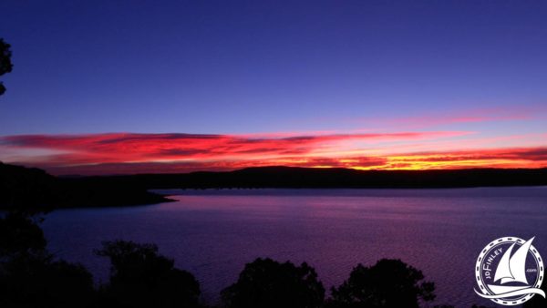 sunrise flaming red lake