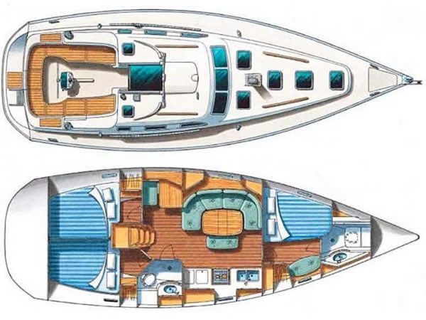 Beneteau 393 sailboat floorplan Aria