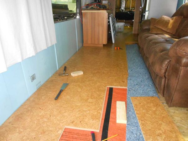 Laminate flooring cork plank Missy bus conversion floating