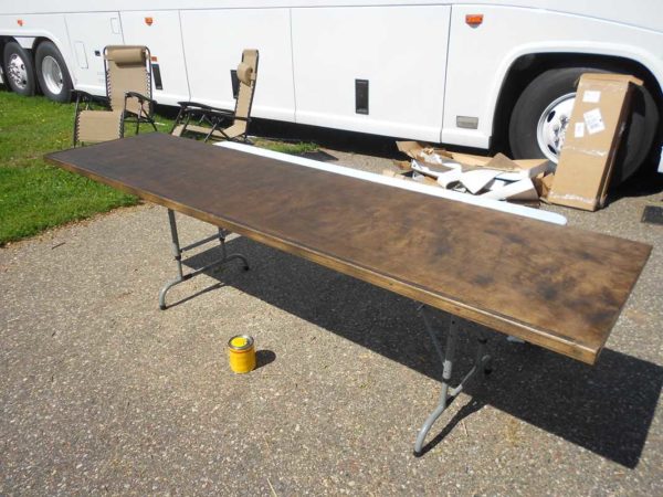 Kitchen Countertop plywood stain polyurethane bus conversion RV