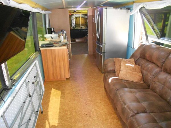 cork plank laminate flooring Missy MCI bus conversion motorhome floating