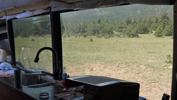 Boondocking camping Gunnison National Forest Colorado Mountains Missy MCI bus conversion