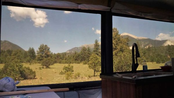 Boondocking camping Gunnison National Forest Colorado Mountains Missy MCI bus conversion