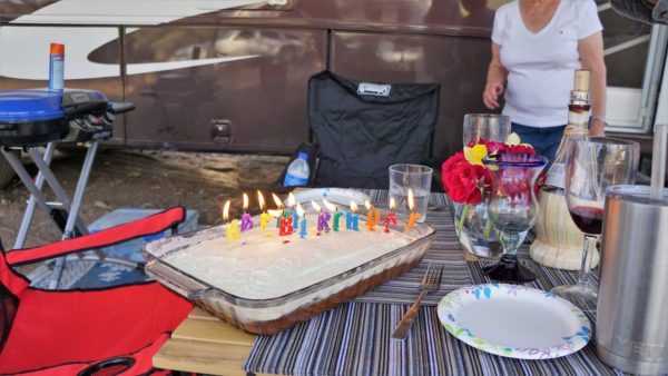 Camping Windsock Airstrip dinner friends birthday cake