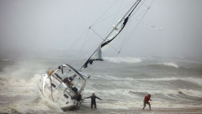 Hurricane Irene Sailboat Grounded